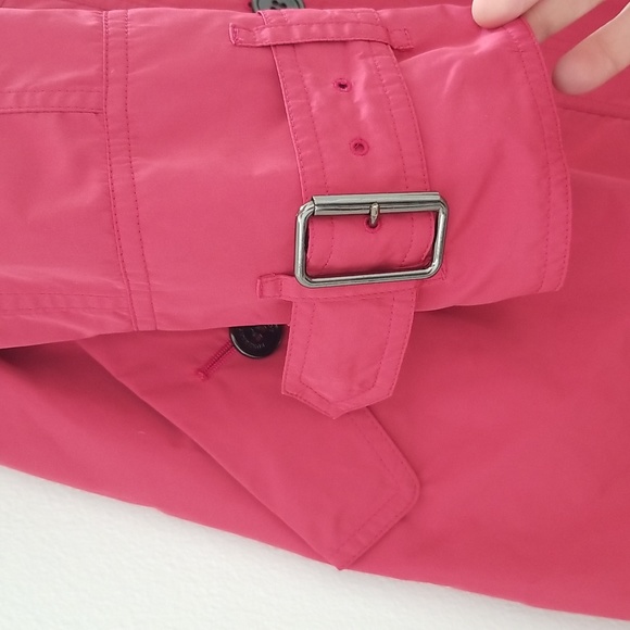 Burberry Polyester Orange Red Lightweight Mid Length Gathered Skirt Trench Coat - Picture 7 of 12